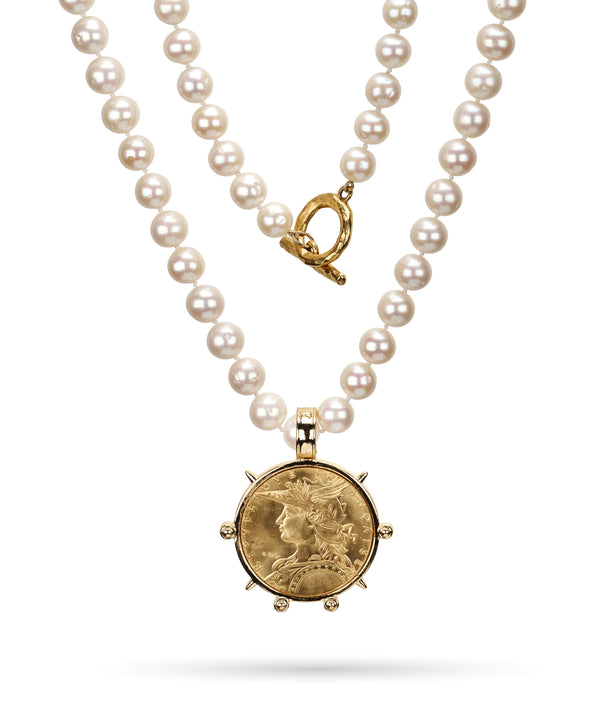 Gold Coin with fresh water pearls