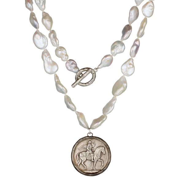 Joan of Arc Silver Coin Necklace