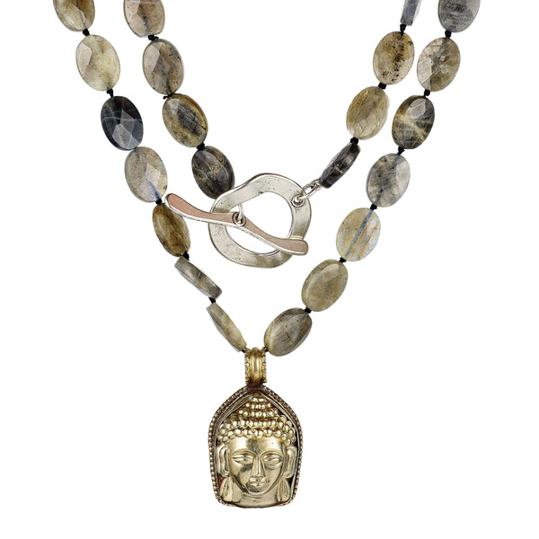 Labradorite Buddha Necklace